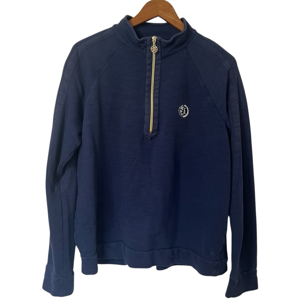 Lily Pulitzer Luxletic Blue Hill Country Club Logo Quarter Zip Pull Over Size L